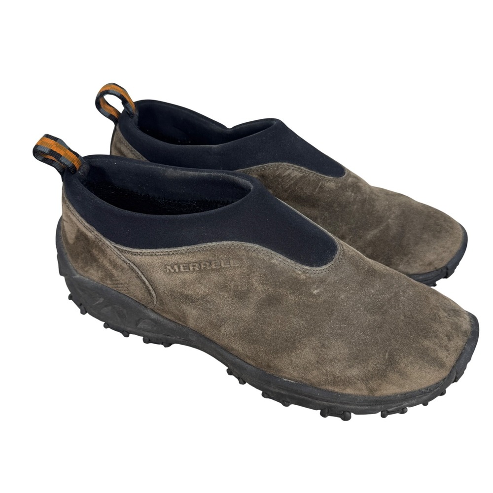 Merrell Winter Moc Mens 12 Olive Brown Suede Slip On Performance Shoes Hiking